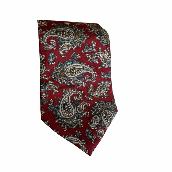 Vintage Allyn St. George Red Blue Paisley Tie Mens Designer Neck Tie 58" - Picture 5 of 6